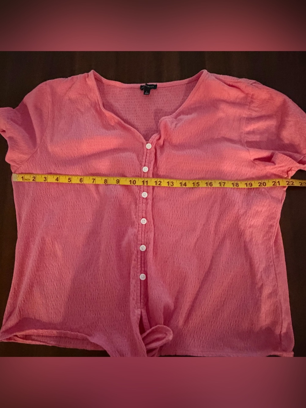 Talbots Hot Pink Button-Front Tie-Hem Blouse - Picture 4 of 7